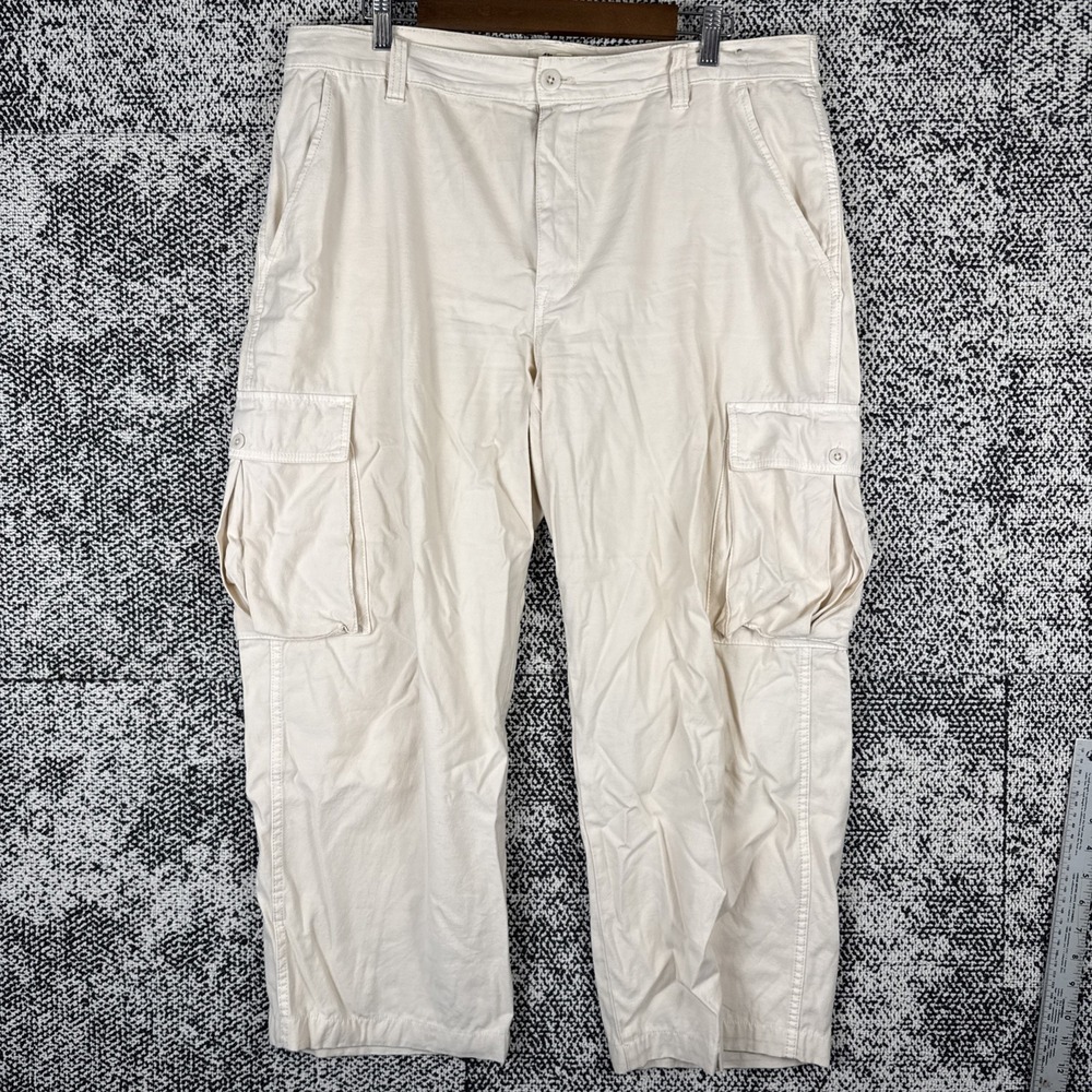Madewell Low Slung Cargo Pants Womens‎ 32 (FITS 36 X 26) Cream Adjustable Waist